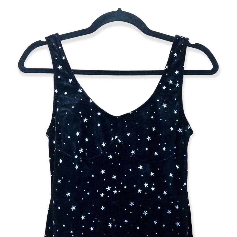 Nasty Gal Star Bodycon Black Velvet Jumpsuit NWT Silver Size 4 Celestial Party - Picture 3 of 6